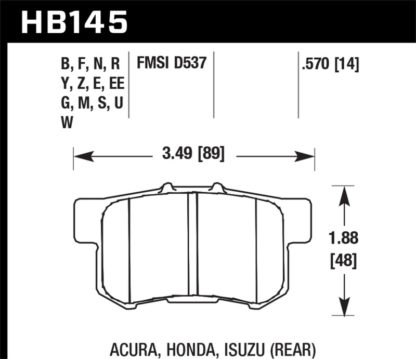 Hawk 1997-1997 Acura CL 2.2 HPS 5.0 Rear Brake Pads - Image 3