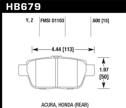 Hawk 2006-11 Honda Ridgeline Street Performance Ceramic Rear Brake Pads - Image 3