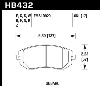 Hawk 03-05 WRX / 08 WRX D929 Performance Ceramic Street Front Brake Pads - Image 3