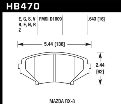 Hawk 08-10 Mazda RX-8 Grand Touring/Sport/Touring / 04-07 RX-8 DTC-60 Race Front Brake Pads - Image 2