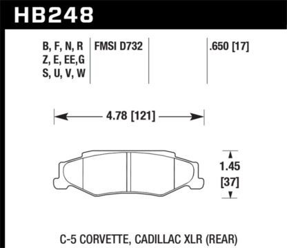 Hawk 97-12 Corvette/01-04 Z06/05-09 Z51 DTC-50 Race Rear Brake Pads - Image 2