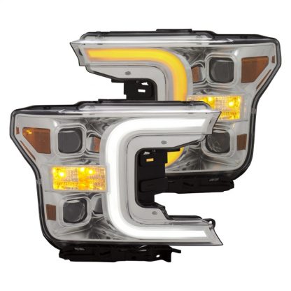 ANZO 18-19 Ford F-150 Projector Headlights w/Plank Style Switchback Chrome w/Amber - Image 5