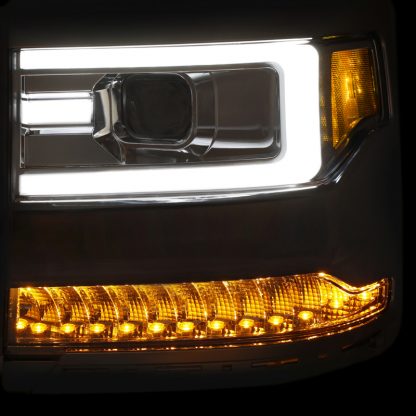 ANZO 16+ Chevy Silverado 1500 Projector Headlights Plank Style Chrome w/Amber/Sequential Turn Signal - Image 7