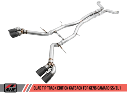 AWE Tuning 16-19 Chevy Camaro SS Resonated Cat-Back Exhaust -Track Edition (Quad Diamond Black Tips) - Image 2
