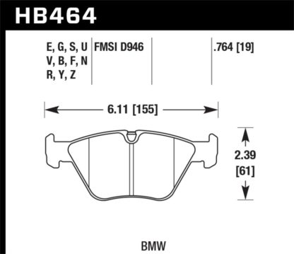 Hawk 01-06 BMW 330Ci / 01-05 330i/330Xi / 01-06 M3 Blue 9012 Front Race Brake Pads - Image 4