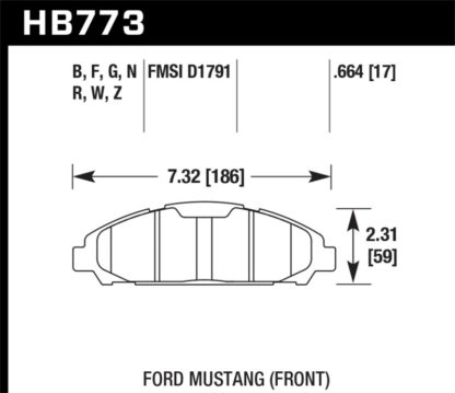 Hawk 15-17 Ford Mustang HPS Front Brake Pads - Image 3