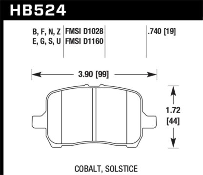 Hawk 05-07 Cobalt SS / 08-09 HHR / 04+ Malibu / 07A+ G5 GT / 06+ G6 / HPS Street Front Brake Pads - Image 4