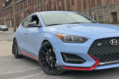 Rally Armor 2019+ Hyundai Veloster N UR Red Mud Flap w/ White Logo - Image 3