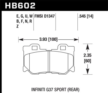 Hawk 2009-2013 Infiniti FX50 Sport HPS 5.0 Rear Brake Pads - Image 3