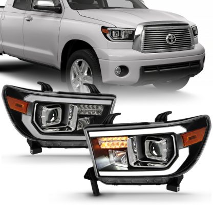 ANZO 2007-2014 Toyota Tundra Projector Light Bar H.L Black Amber(Led High Beam) (Halogen Version) - Image 2