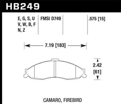 Hawk 1998-2002 Chevrolet Camaro SS 5.7 HPS 5.0 Front Brake Pads - Image 3