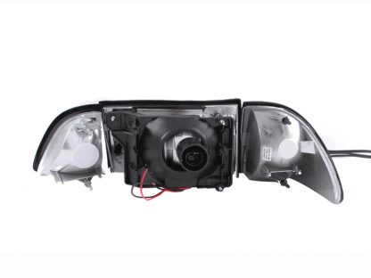 ANZO 1987-1993 Ford Mustang Crystal Headlights Black w/ Corner Lights 2pc - Image 3