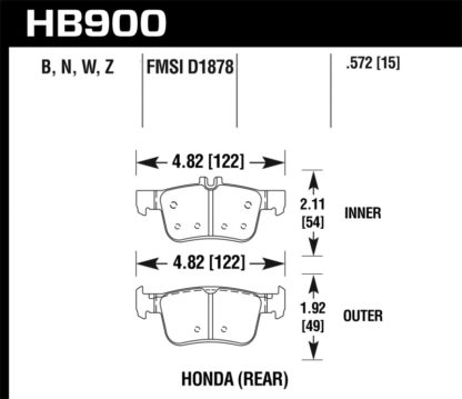 Hawk 16-19 Honda Civic (Excludes Si and Type R) HP+ Street Rear Brake Pads - Image 2