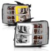 ANZO 07-13 Chevrolet Silverado 1500/2500/3500 Proj Headlights w/ Plank Style Switchback Chrome w/Amb - Image 4