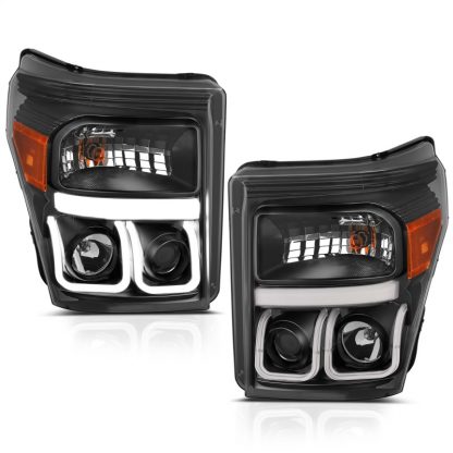 ANZO 2011-2015 Ford F-250 Projector Headlights w/ U-Bar Black - Image 3