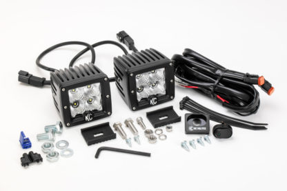 KC HiLiTES C-Series 3in. C3 LED Light 12w Flood Beam (Pair Pack System) - Black - Image 2