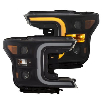 ANZO 18-19 Ford F-150 LED Projector Headlights w/ Plank Style Switchback Black w/ Amber - Image 3