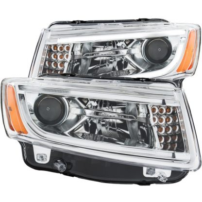 ANZO 2014-2015 Jeep Grand Cherokee Projector Headlights w/ Plank Style Design Chrome - Image 2