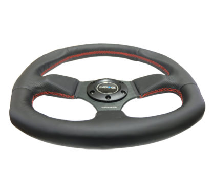 NRG Reinforced Steering Wheel (320mm Horizontal / 330mm Vertical) Leather w/Red Stitching - Image 3