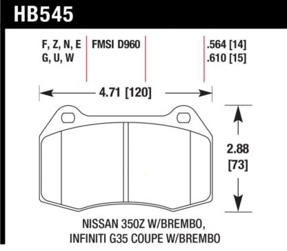 Hawk 03-04 Infinit G35 / 04-09 Nissan 350z w/ Brembo DTC-60 Race Front Brake Pads - Image 2