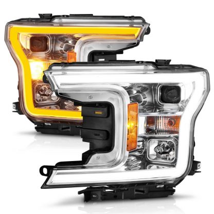 ANZO 2018-2020 Ford F-150 Projector Headlight w/Plank Style Switchback Chrome Housing - Image 9