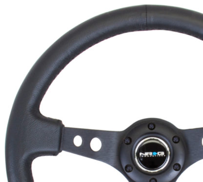 nrg deep dish black leather steering wheel