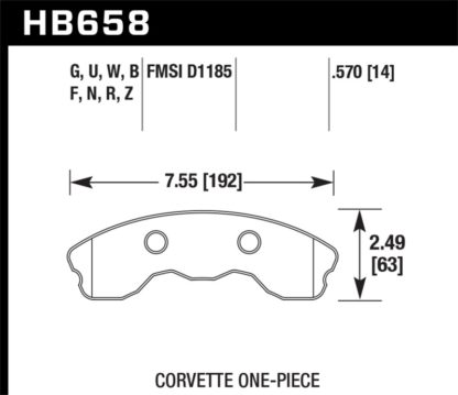 Hawk 10-11 Chevy Corvette Grand Sport / 06-08 Corvette Z06 (1 piece) Front DTC-70 Race Brake Pads - Image 2