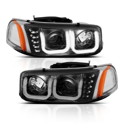 ANZO 1999-2006 Gmc Sierra 1500 Projector Headlights w/ U-Bar Black - Image 4