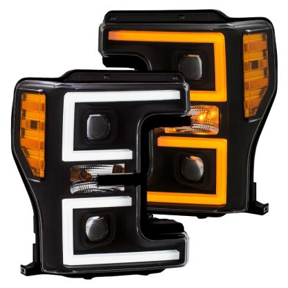 ANZO LED Headlights 17-18 Ford F-250 Super Duty Plank-Style L.E.D. Headlight Black (Pair) - Image 3