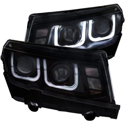 ANZO 2014-2015 Chevrolet Camaro Projector Headlights w/ U-Bar Black - Image 4