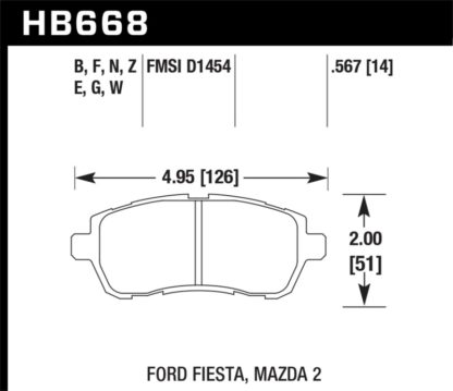 Hawk 11 Ford Fiesta S/SE/SL Blue 9012 Front Race Brake Pads - Image 2