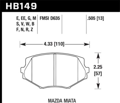 Hawk 94-00 Mazda Miata / 01-03 Miata w/ Standard Suspension DTC-60 Race Front Brake Pads (D635) - Image 3