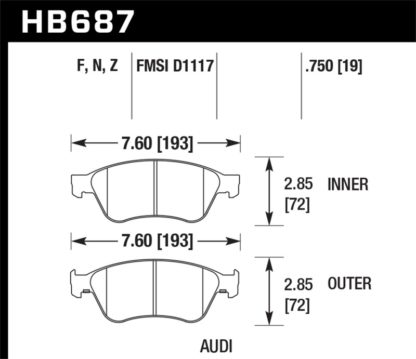 Hawk 04-10 Audi A8 Quattro / 07-11 S6 / 07-10 S8 Perf Ceramic Front Street Brake Pads - Image 2