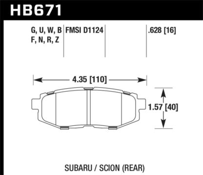 Hawk 2013-2014 Scion FR-S Base 2dr Coupe HPS 5.0 Rear Brake Pads - Image 4