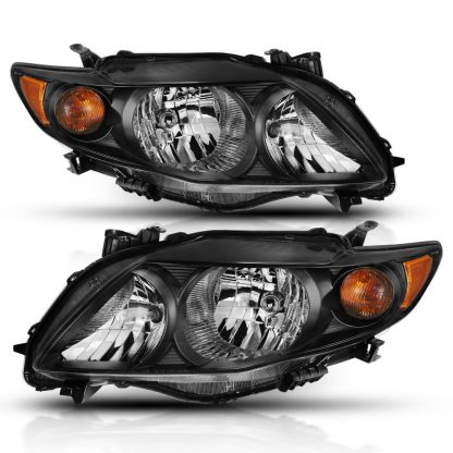 ANZO 2009-2010 Toyota Corolla Crystal Headlight Black Amber - Image 2