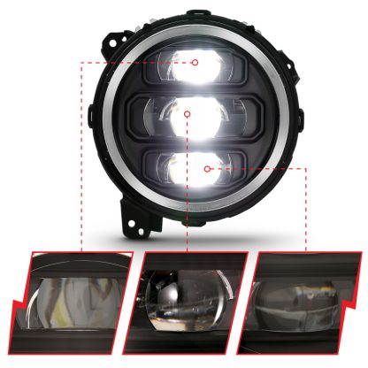 ANZO 2018-2019 Jeep Wrangler Full Led Projector H.L Black - Image 5