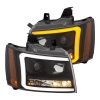 ANZO 07-14 Chevy Tahoe Projector Headlights w/ Plank Style Design Black w/ Amber - Image 4