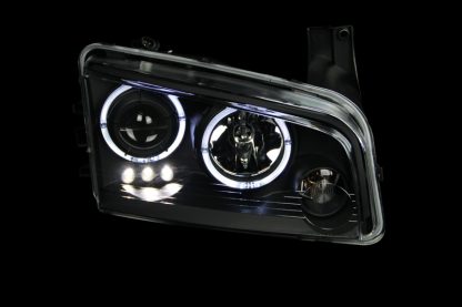 ANZO 2006-2010 Dodge Charger Projector Headlights w/ Halo Black - Image 4