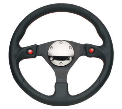 NRG Reinforced Steering Wheel (320mm) Blk Leather w/Dual Buttons - Image 3