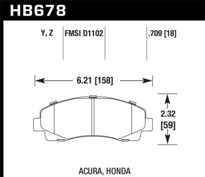 Hawk 2006-11 Honda Ridgeline Street Performance Ceramic Front Brake Pads - Image 2