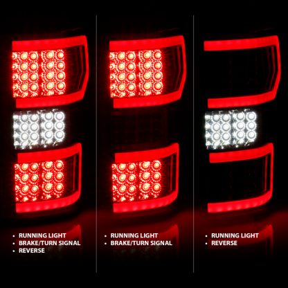 ANZO 2018-2019 Ford F-150 LED Taillight Chrome (Red Light Bar) (w/ Sequential) - Image 2