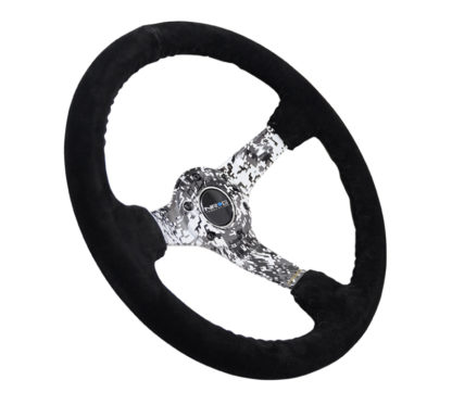 NRG Reinforced Steering Wheel (350mm / 3in. Deep) Blk Suede w/Hydrodipped Digi-Camo Spokes - Image 2