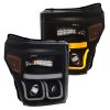 ANZO 11-16 Ford F-150 Super Duty Projector Headlights w/ U-Bar Switchback Black w/ Amber - Image 3