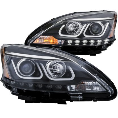 ANZO 2013-2015 Nissan Sentra Projector Headlights w/ U-Bar Black