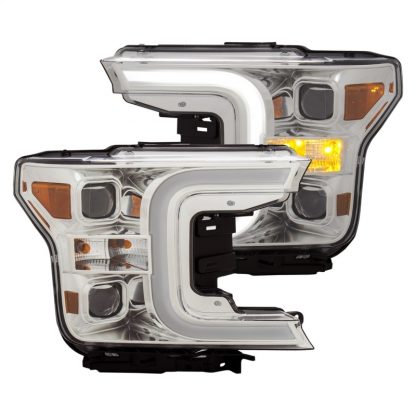 ANZO 18-19 Ford F-150 Projector Headlights w/Plank Style Switchback Chrome w/Amber - Image 2