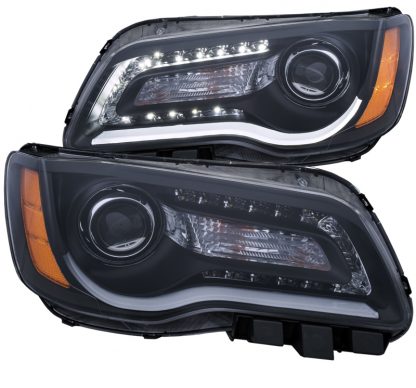 ANZO 2011-2014 Chrysler 300 Projector Headlights w/ Plank Style Design Black