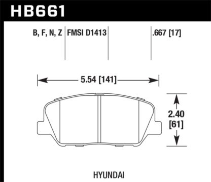 Hawk 12-13 Hyundai Veloster / 2014 Kia Forte Front HPS 5.0 Street Brake Pads - Image 2