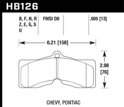 Hawk 1967-1968 Chevy Camaro Z28 (w/4w Disc Brakes) HPS 5.0 Front Brake Pads - Image 3