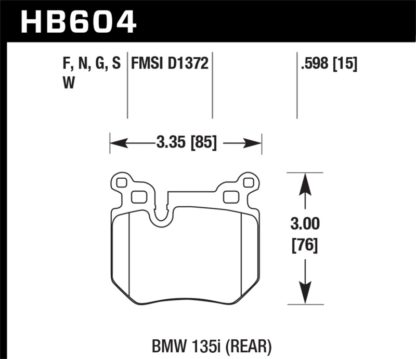 Hawk 08-13 BMW 135i HPS 5.0 Rear Brake Pads - Image 2