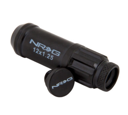 NRG 700 Series M12 X 1.25 Steel Lug Nut w/Dust Cap Cover Set 21 Pc w/Locks & Lock Socket - Black - Image 3